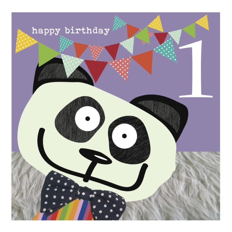 Colourful Panda 1st Birthday Card