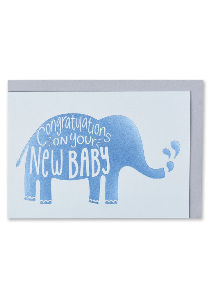 Blue New Baby Elephant Card