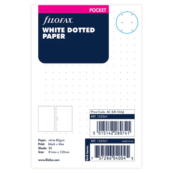 Filofax Pocket White Dotted Note Paper