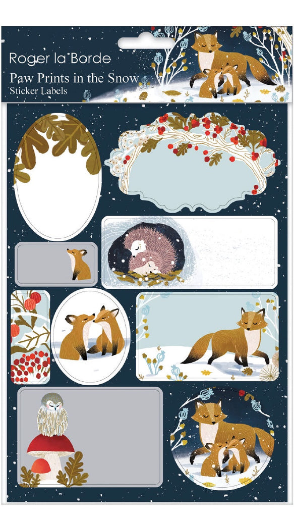 Paw Prints In The Snow Sticker Labels