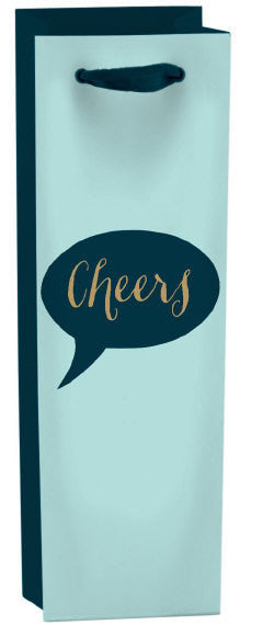 Cheers Talk Bubbles Blue Bottle Bag