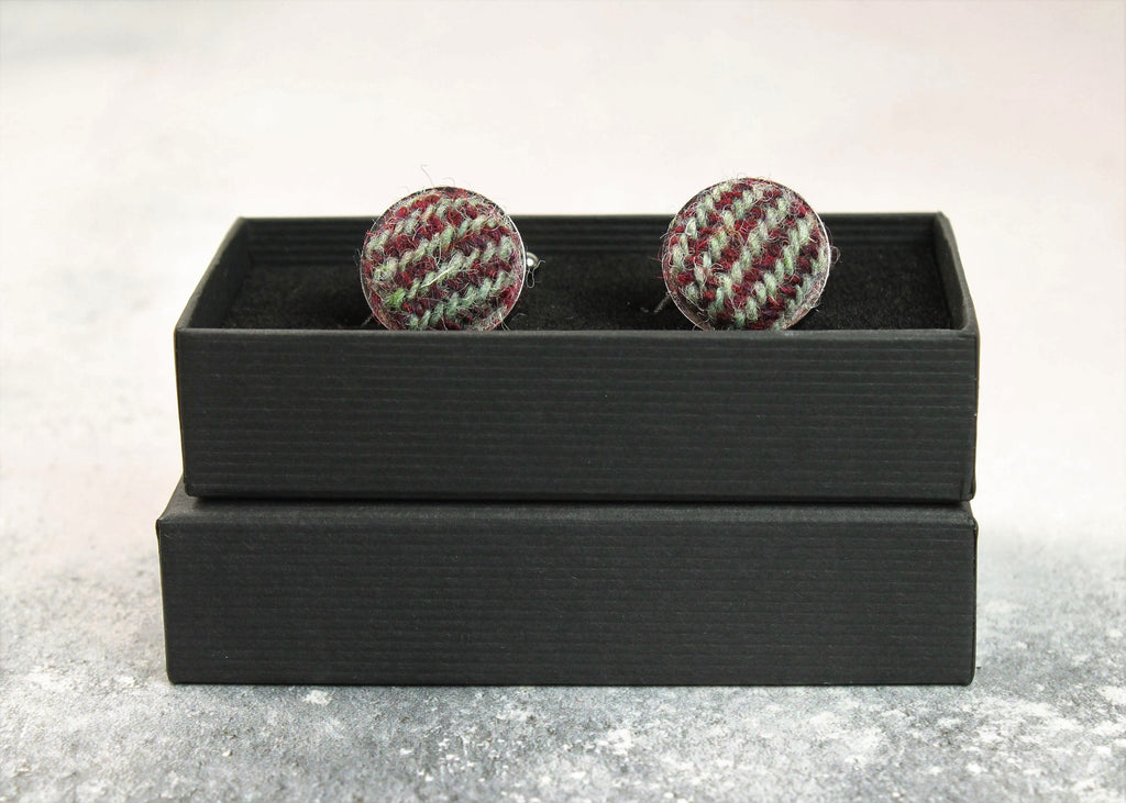 Tweed Cufflinks Green & Orange