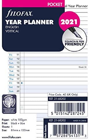 Filofax 2021 Pocket Year Planner Refill