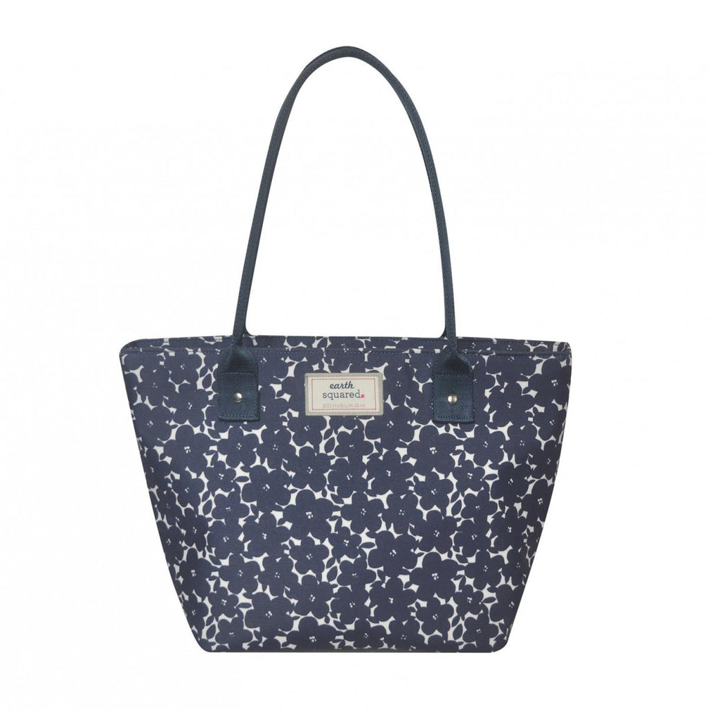 Navy Flower Oil Cloth Tote Bag