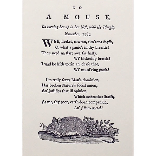 To a Mouse Robert Burns Poem Card