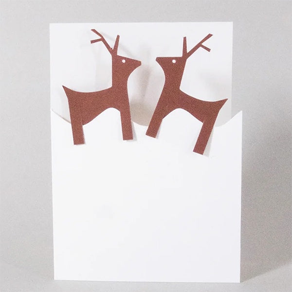 Reindeer Pair Cut Out Christmas Card