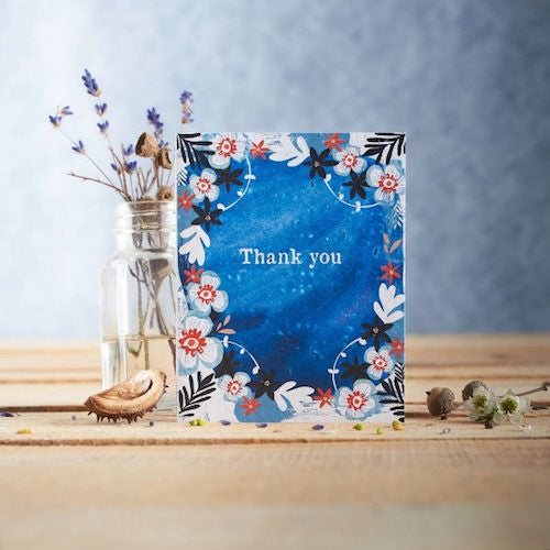 Thank You Blue Watercolour Seed Card
