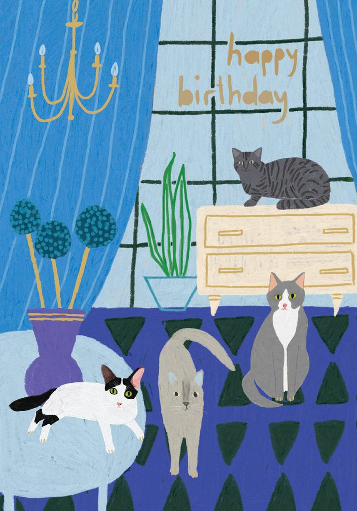 Four Cats Birthday Card