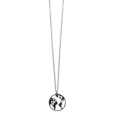 World Map Silver Necklace