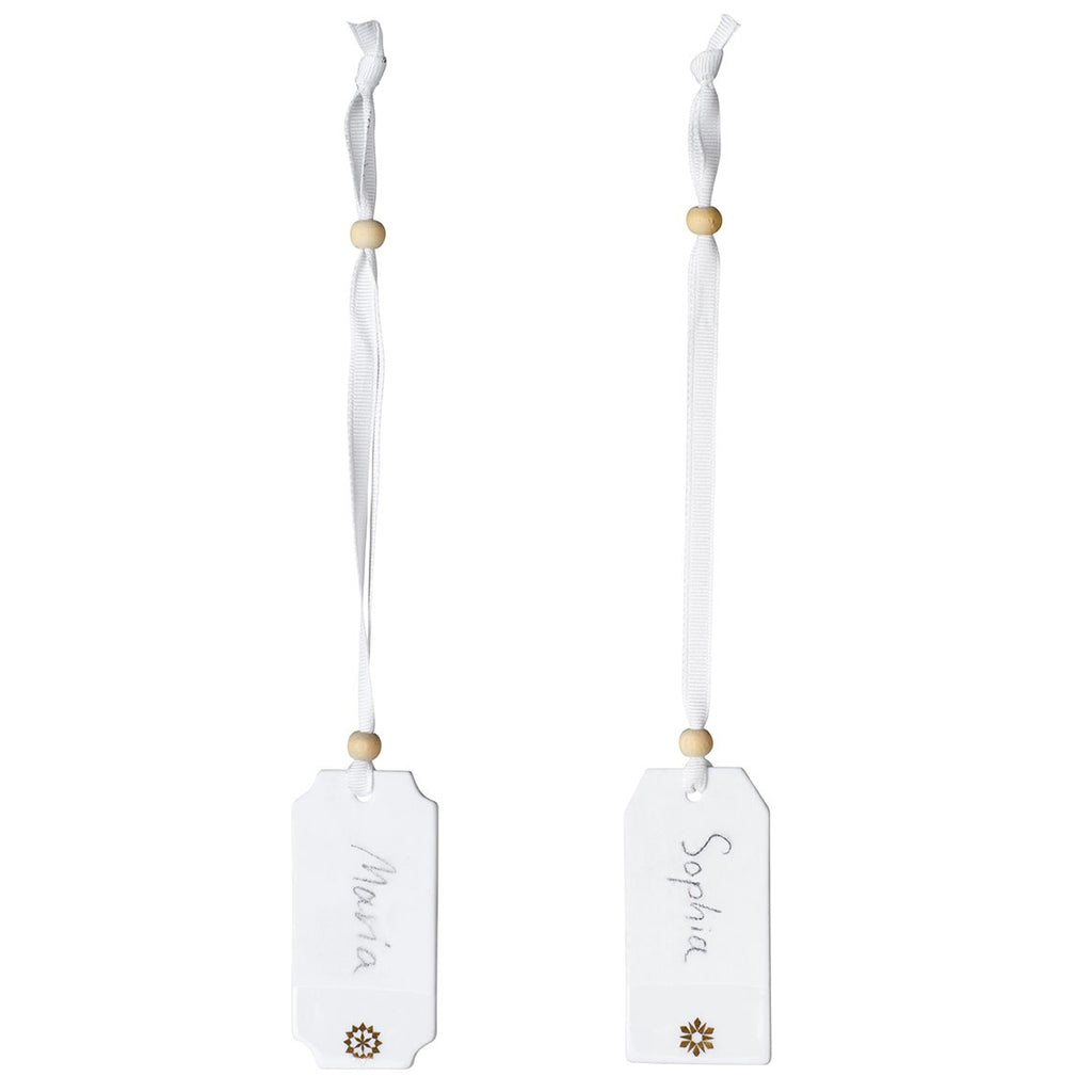 Gold Snowflake Porcelain Place Cards Set of 2