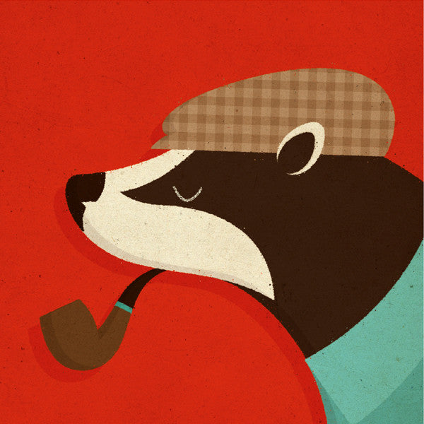 Badger With Pipe Card