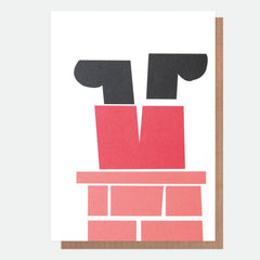 Merry Christmas Neon Santa in Chimney Charity Pack of 5 Cards