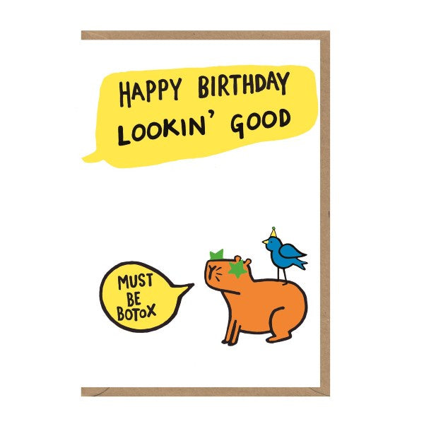 Must Be Botox Capybara Birthday card