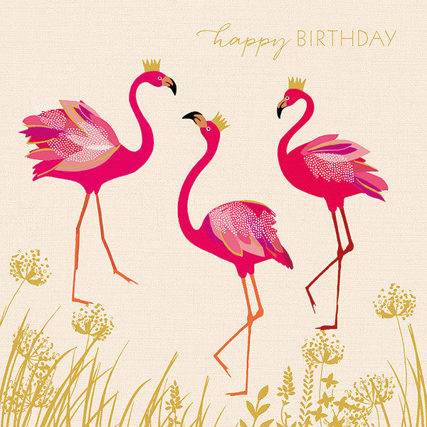 Happy Birthday Flamingos Card