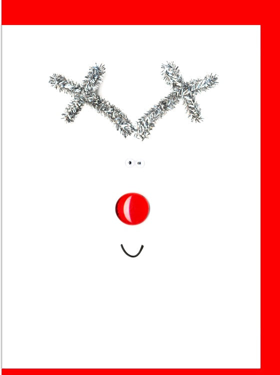 Glitter Glass Rudolf Christmas Card