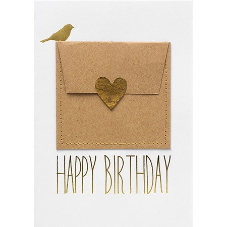 Bird on Envelope Happy Birthday Card