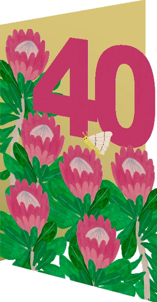 Protea Lasercut 40th Birthday Card