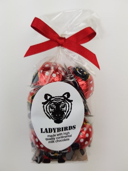 Paper Tiger Milk Chocolate Ladybirds in a Ribboned Bag