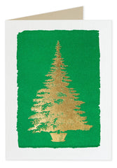 Foiled Tree on Green Pack of 5 Christmas Cards