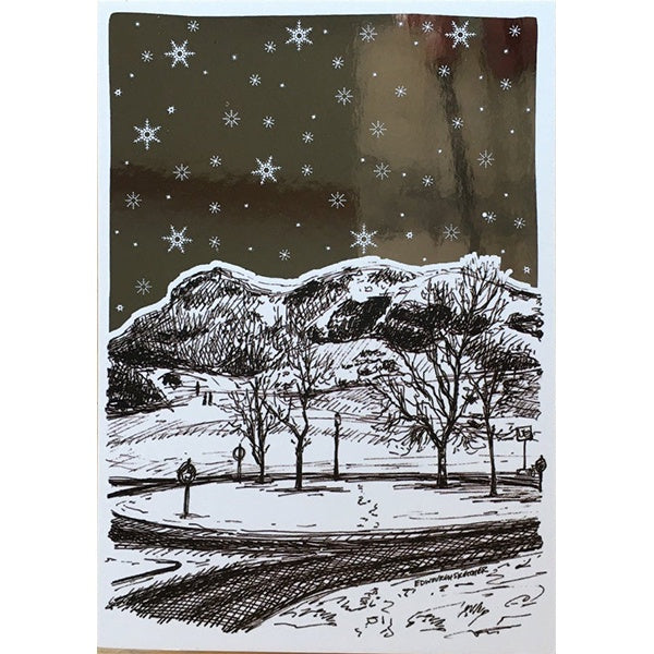 Arthurs Seat Snow Christmas Foiled Card