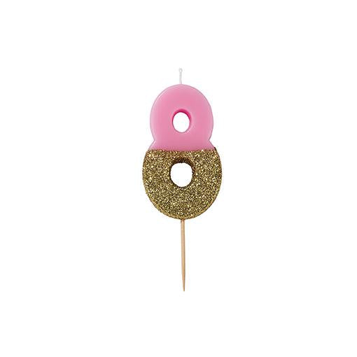 Glitter Birthday Candle Number 8