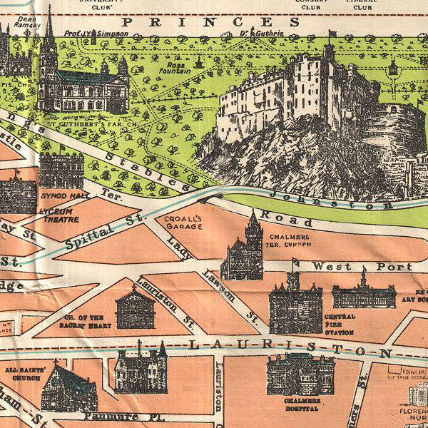 Vintage Map of Edinburgh and Leith Tea Towel
