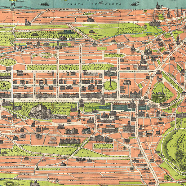 Vintage Map of Edinburgh and Leith Tea Towel