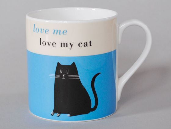Turquoise Happiness Black Cat Mug