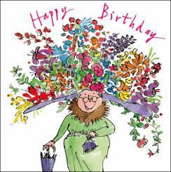Flower Hat Happy Birthday Card