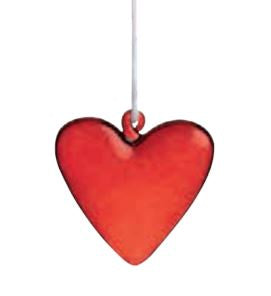 Red Glass Heart Hanging Decoration