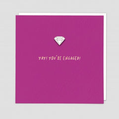 Yay! You're Engaged Diamond Pin Badge Card