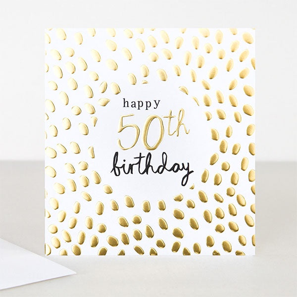 Gold 50th Birthday Card