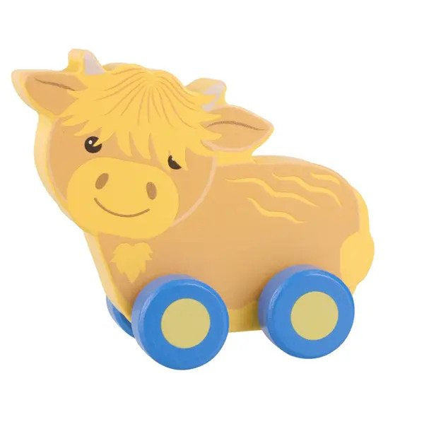 Highland Cow Mini Wooden Push Toy
