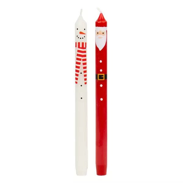 Santa And Snowman Dinner Candles