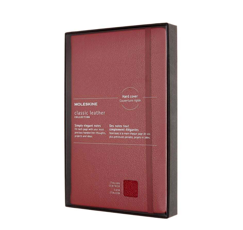 Moleskine Large Leather Ruled Open Box Notebook Bordeaux