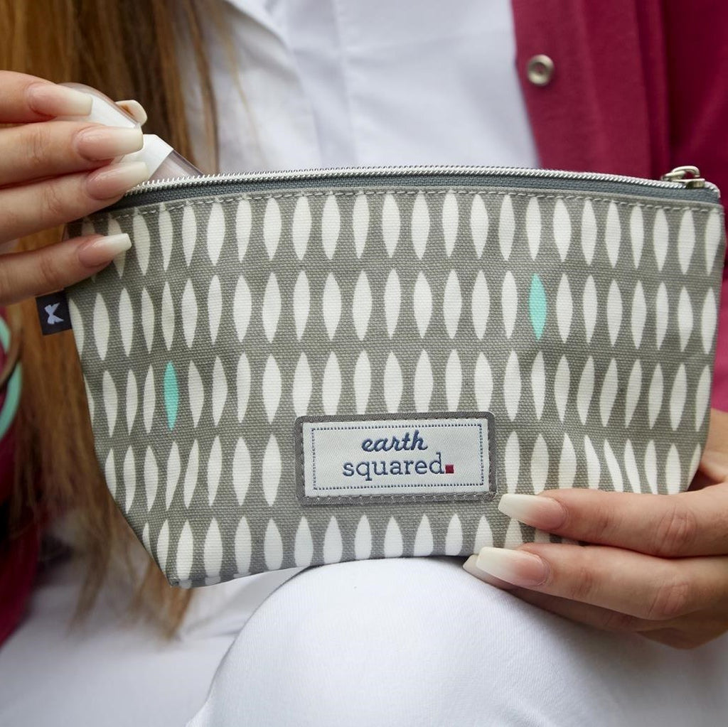 Grey Oval Oil Cloth Make Up Bag