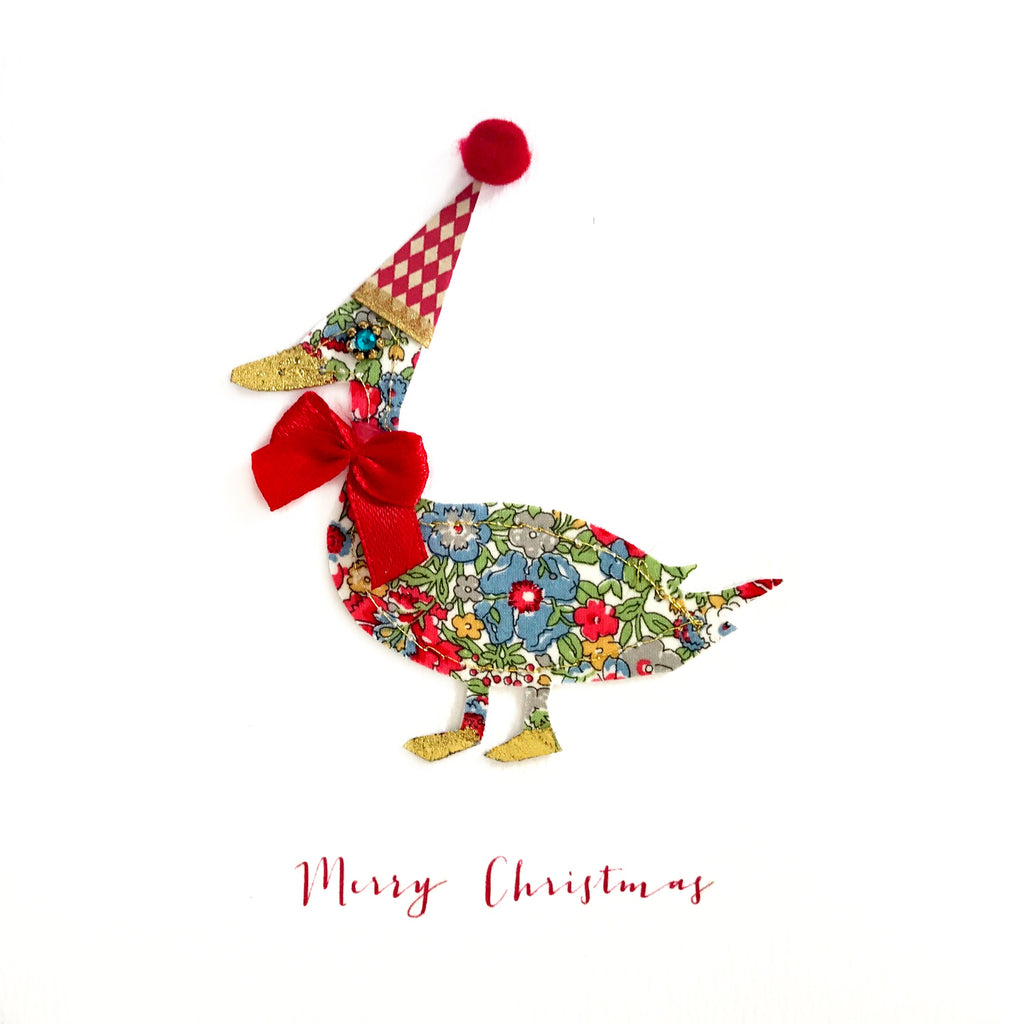 Fabric Goose Christmas Card