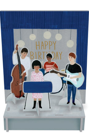 Indie Band Pop and Slot Birthday Scene and Card