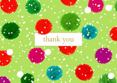 Snowy Pom Poms Pack of 8 Thank You Cards