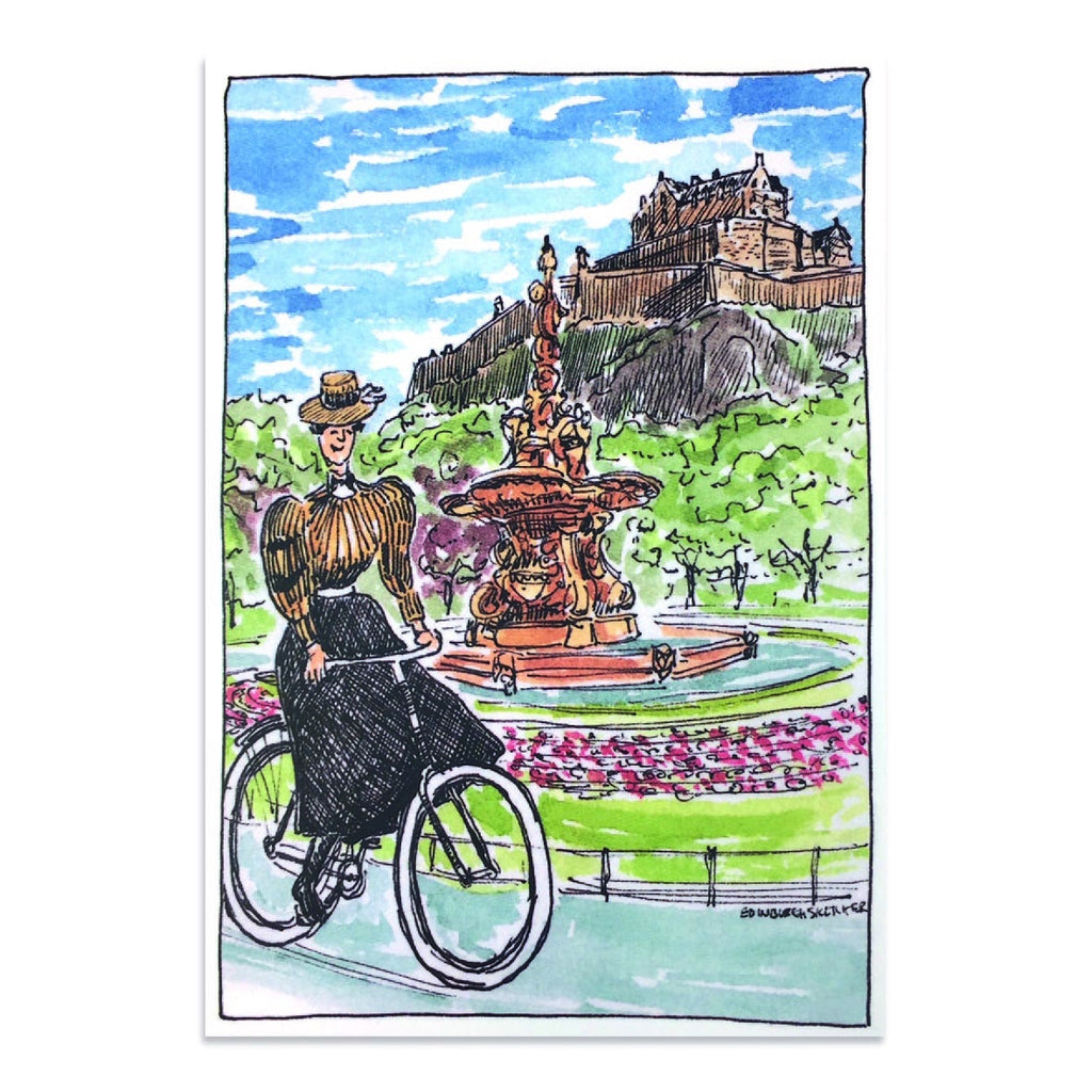 Victorian Cycles Princes Street Gardens Postcard