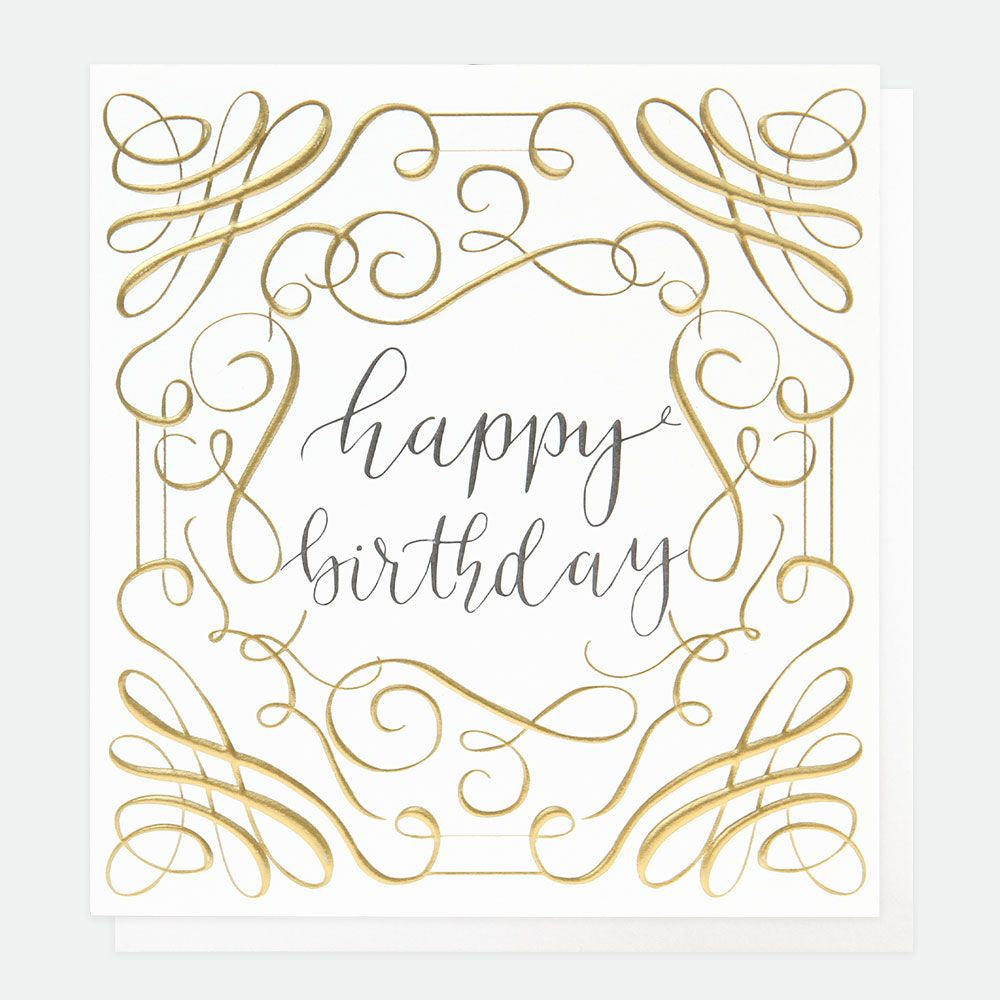 Happy Birthday Gold Calligraphy Card