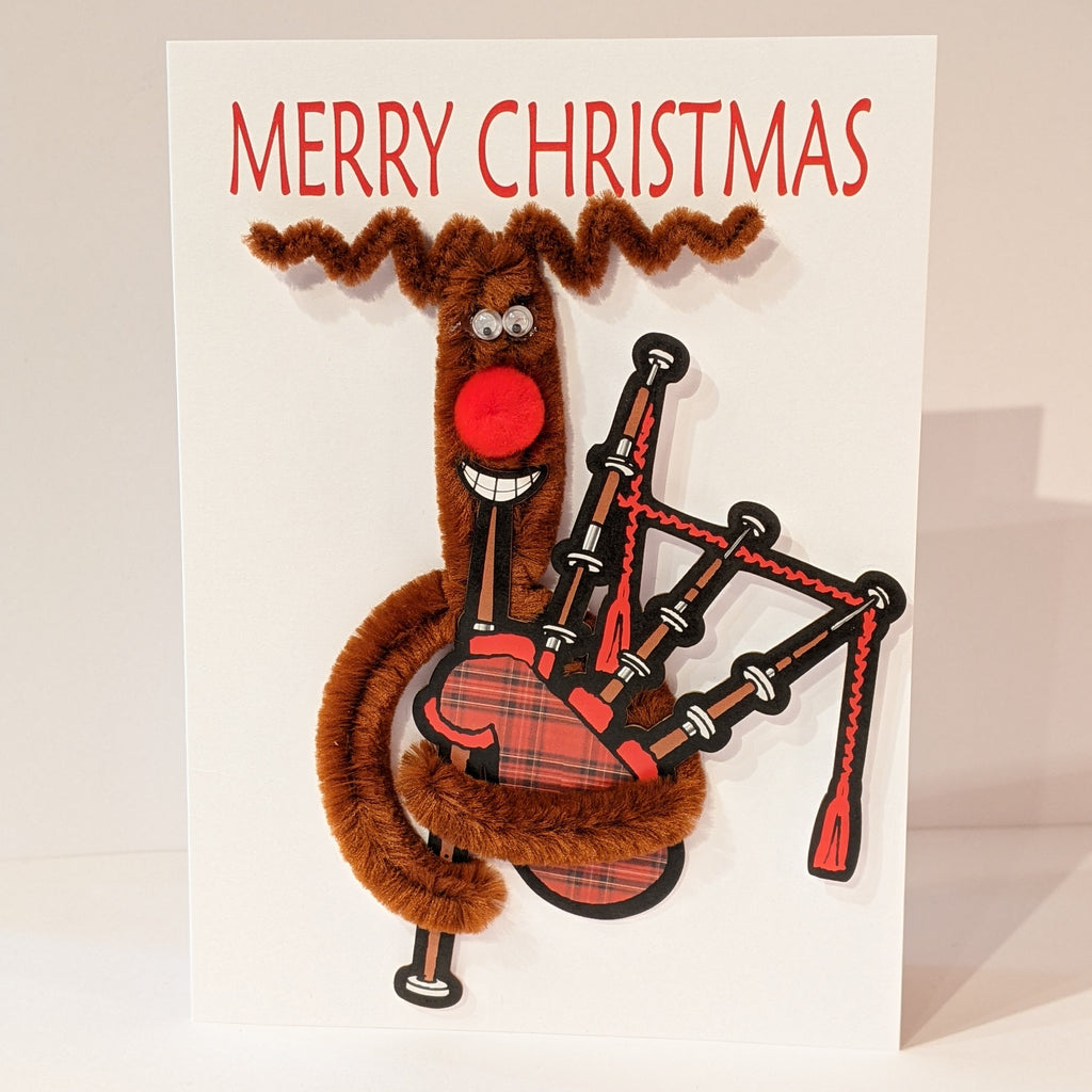 Reindeer With Bagpipes Christmas Card