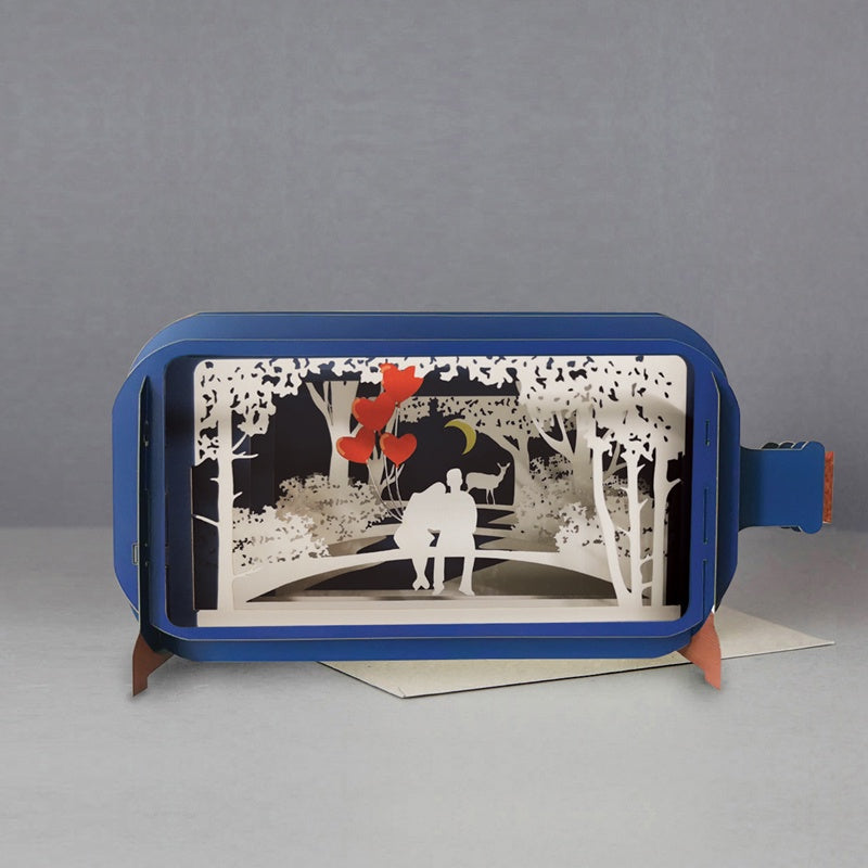 Couple on Bridge 3D Message in a Bottle Card