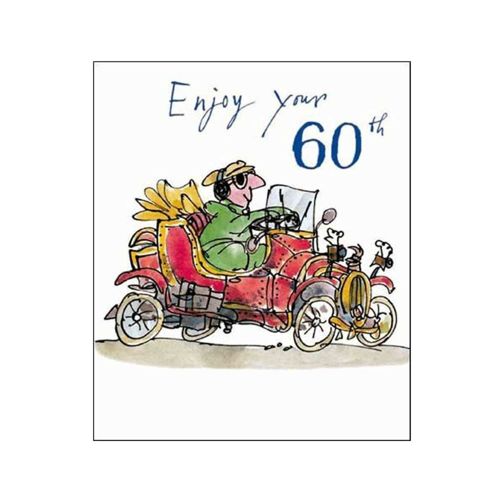 Enjoy your 60th Quentin Blake Birthday Card Man in Car