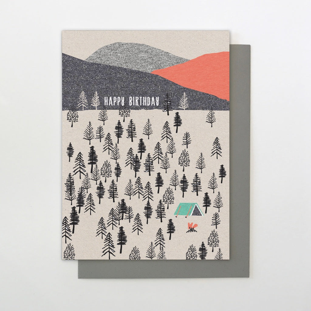 Tent in the Woods Birthday Card