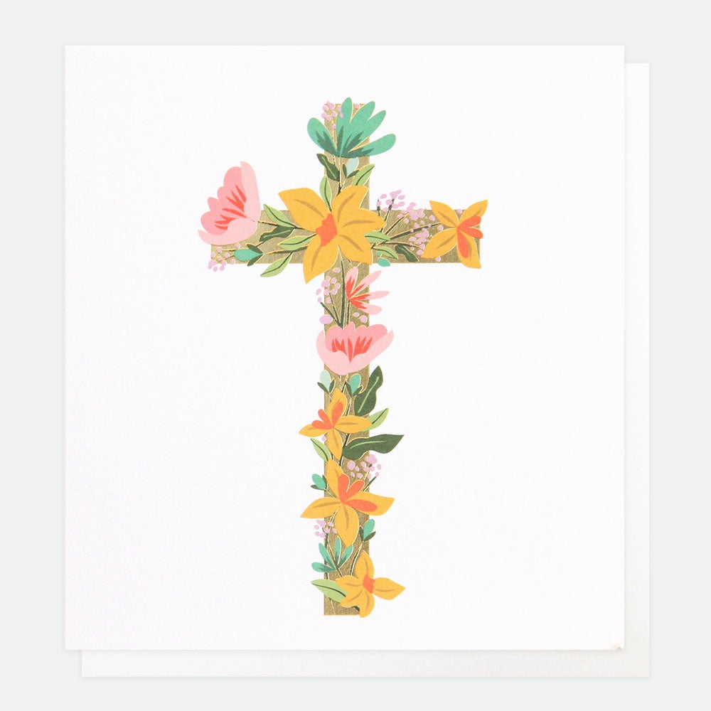 Floral Cross Foiled Easter Card