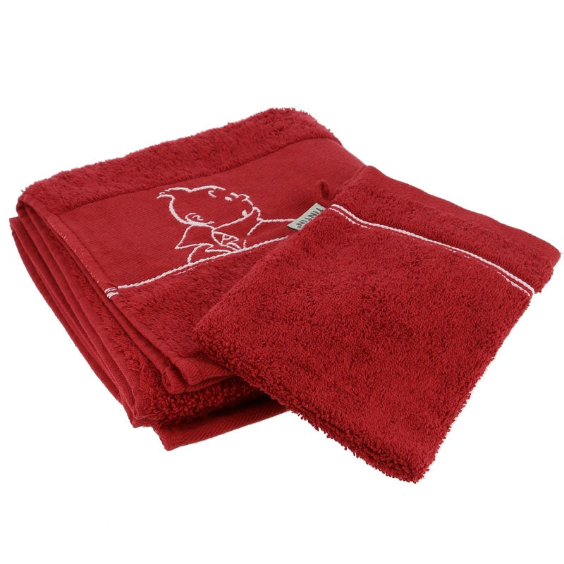 Red Tintin Small Towel and Facecloth