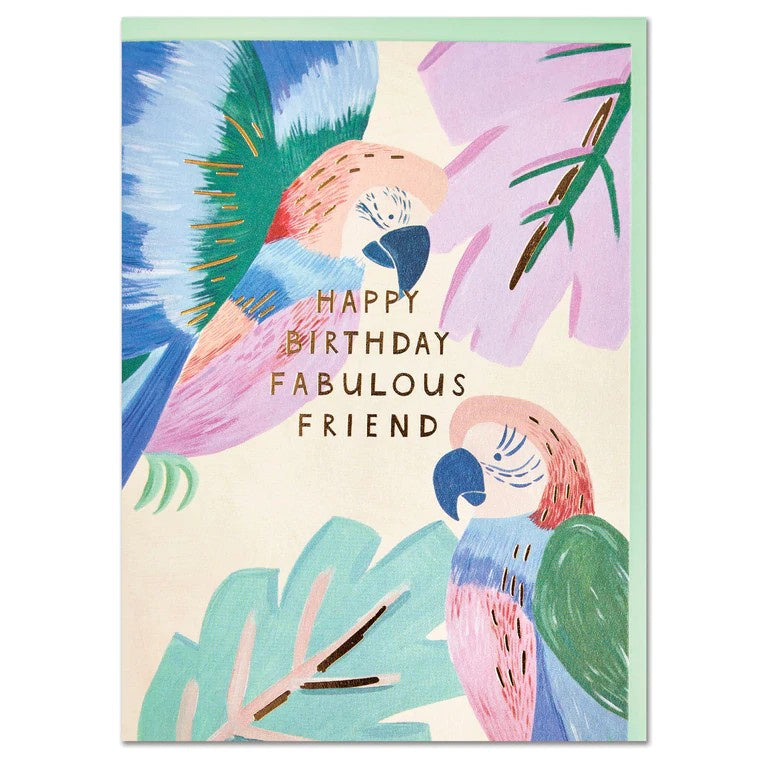 Fabulous Friend Parrots Birthday Card