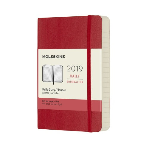 2019 Moleskine Pocket Daily Planner Softcover Scarlet Red