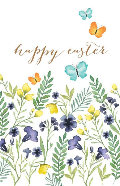 Happy Easter Floral Butterflies Pack of 6 Cards
